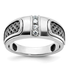 Men's White Gold .20ct tw Diamond Ring with Black Rhodium Accent Mounting