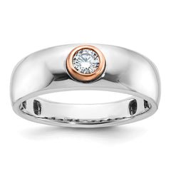 Men's White/Rose Gold Solitaire Ring with All Bright Finish Mounting