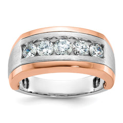 Men's White/Yellow Gold Wedding Band with Satin Finish Accent Mounting