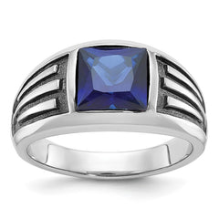 Men's White Gold Ring with Black Rhodium Recess Detail Mounting