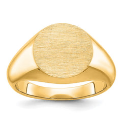 10ky 14mm round face signet ring.