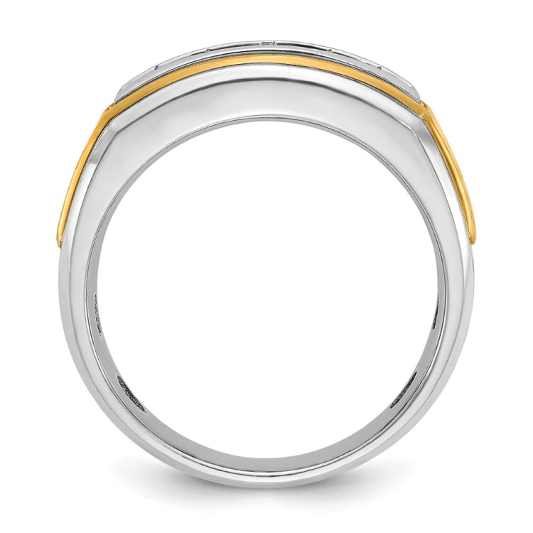 IBGoodman 14k Rose and White Gold Men's Polished 5-Stone 1/2 Carat BB Quality Diamond Ring
