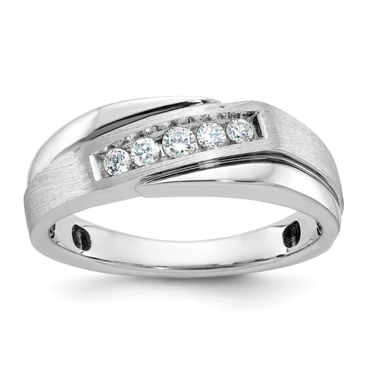 Men's White Gold Band with Black Rhodium Accent Mounting