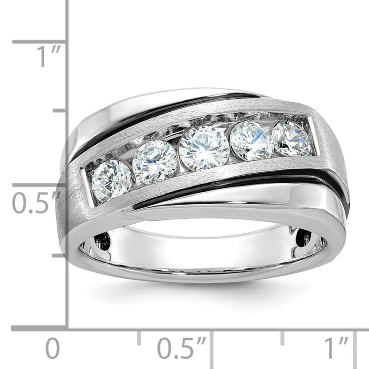 Men's WG Band with black rhodium groove and satin finish sides Mounting