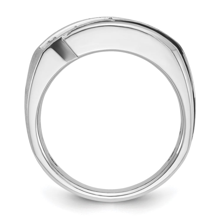 14kw w/ Black RHBG Men's Polish/Satin Lab Grown VS/SI+ G+ Dia Ring