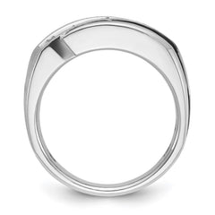 14kw w/ Black RHBG Men's Polish/Satin Lab Grown VS/SI+ G+ Dia Ring