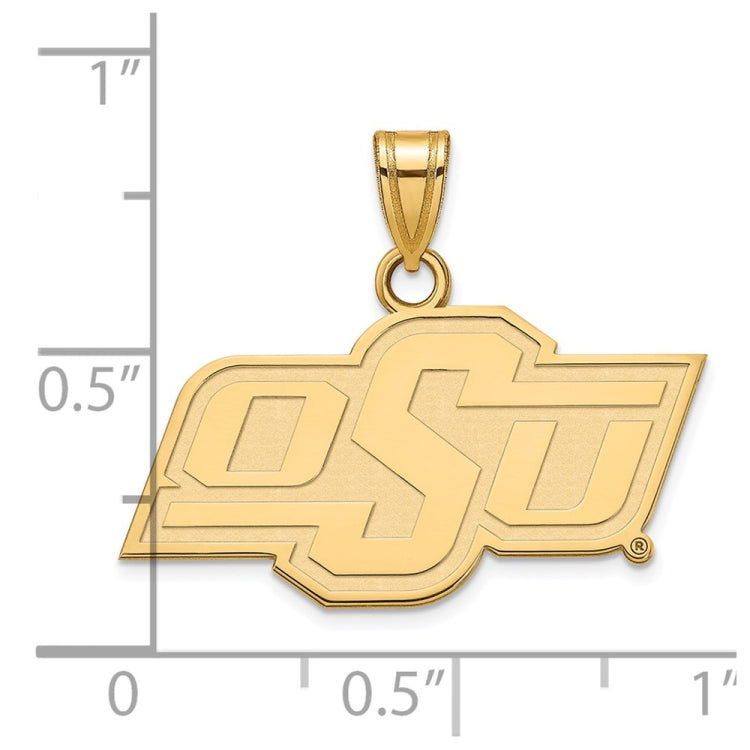 14k Gold LogoArt Oklahoma State University O-S-U Small Pendant
