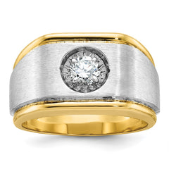 Men's Two-tone .40TW Miracle Plate Diamond Solitaire Ring for 1ct Mounting