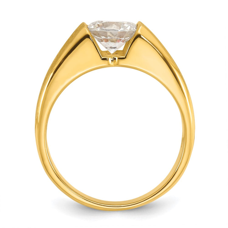 Men's YG Diamond Solitaire Ring with Soft Satin Finish