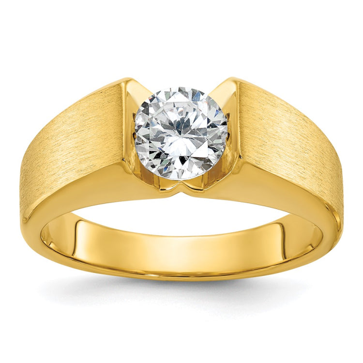 Men's YG Diamond Solitaire Ring with Soft Satin Finish Mounting