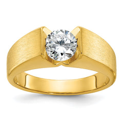 Men's YG Diamond Solitaire Ring with Soft Satin Finish Mounting