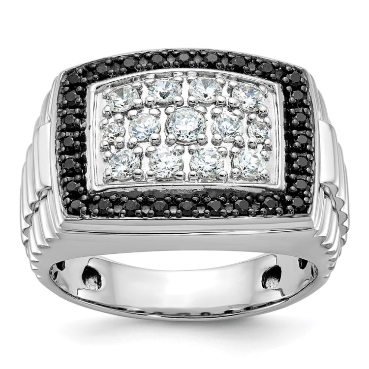 Men's White Gold 1ct tw Black and White Diamond Cluster Ring Mounting