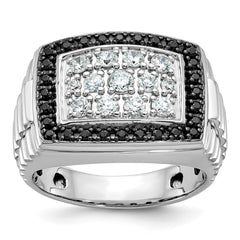Men's White Gold 1ct tw Black and White Diamond Cluster Ring Mounting