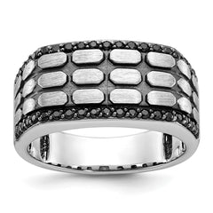 Men's WG Fashion Ring with Black Rhodium Cobblestone Design Mounting