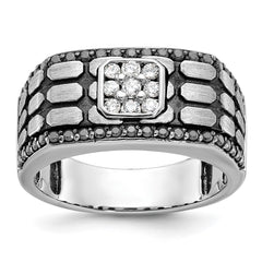 Men's WG Fashion Ring with Black Rhodium Cobblestone Design Mounting