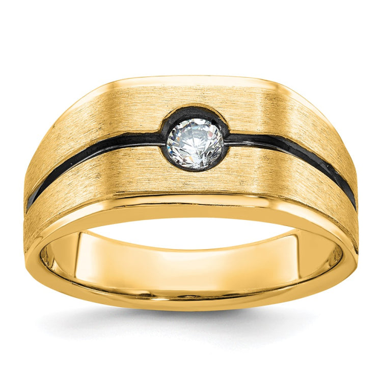 Men's WG Ring with Soft Satin Finish and Black Rhodium Pinstripe Mounting