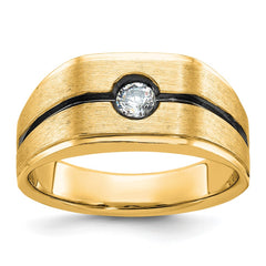 Men's WG Ring with Soft Satin Finish and Black Rhodium Pinstripe Mounting