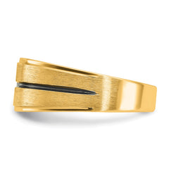 Men's WG Ring with Soft Satin Finish and Black Rhodium Pinstripe Mounting