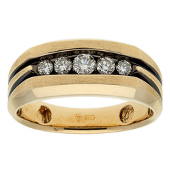 Men's White Gold Diamond Band with Black Rhodium Accent Mounting