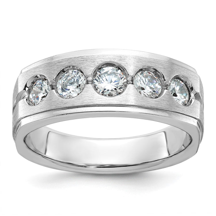 Men's White Gold Wedding Band with Satin Finish Mounting