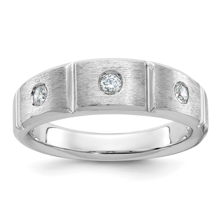 Men's 18k WG Wedding Band with Soft Satin Finish Mounting