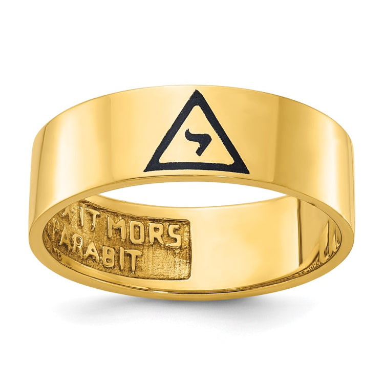 10K Polished Enameled Masonic Virtus Junxit Men's Ring