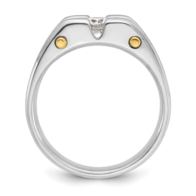 IBGoodman 14k Two-tone Men's Polished Satin and Cut-Out 3-Stone 3/4 Carat BB Quality Diamond Ring