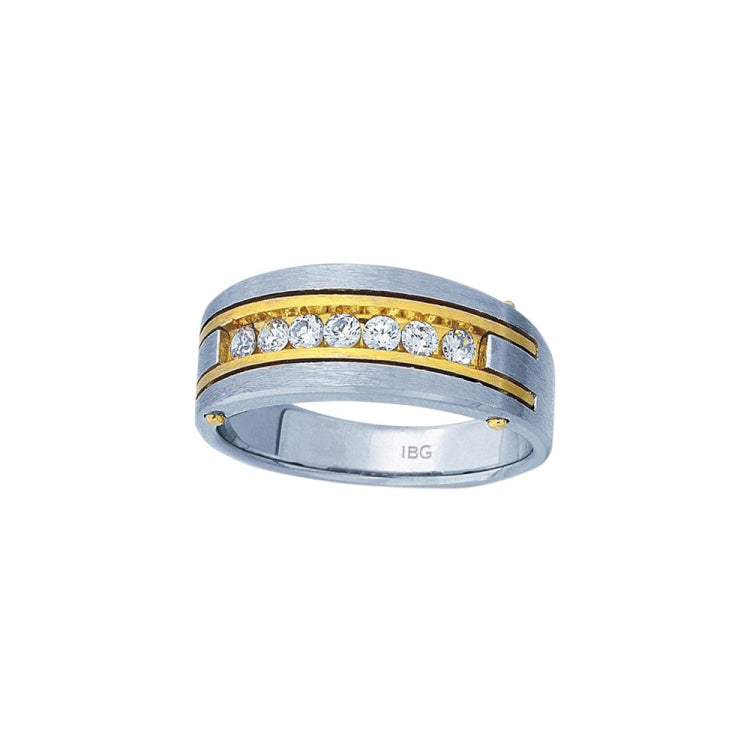 10k Two-tone IBGoodman Men's Diamond and Satin Ring Mounting