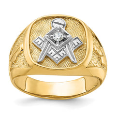 Men's Masonic Blue Lodge Ring with .06ct Diamond Solitaire Mounting