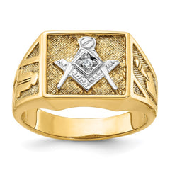 Men's Masonic Blue Lodge Ring with Diamond Accent Mounting