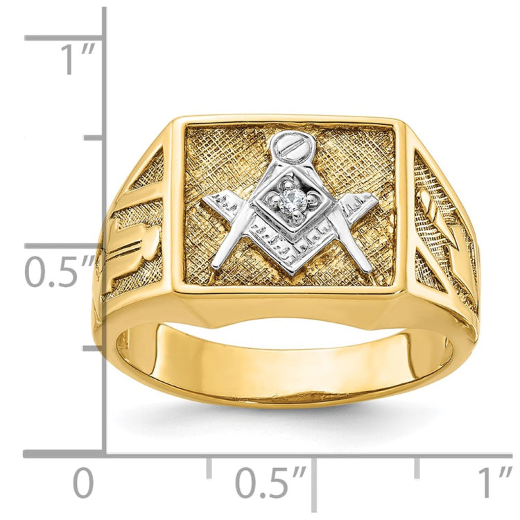 Men's Masonic Blue Lodge Ring with Diamond Accent Mounting