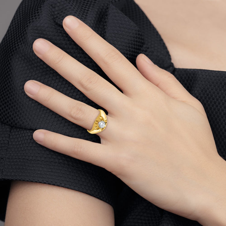 Men's Diamond Solitaire Ring with Bright Polish Finish Mounting