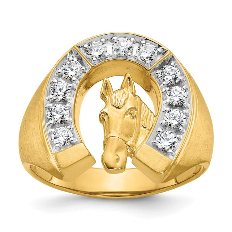 14k YG with Rh IBGoodman Men's Satin Horseshoe Diamond Ring Mounting