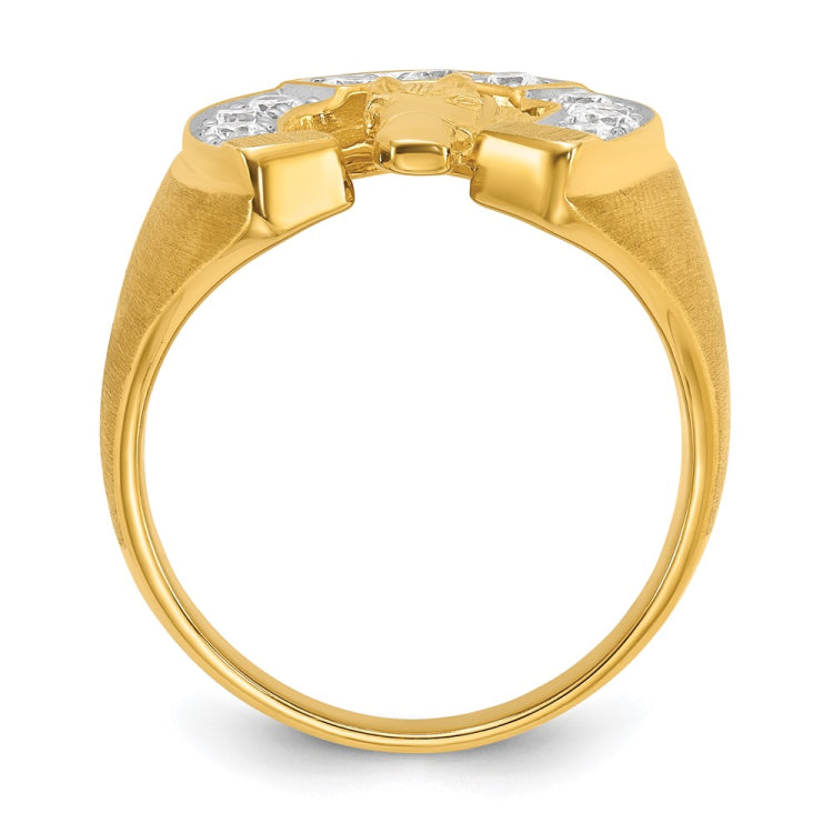 14k YG with Rh IBGoodman Men's Satin Horseshoe Diamond Ring Mounting