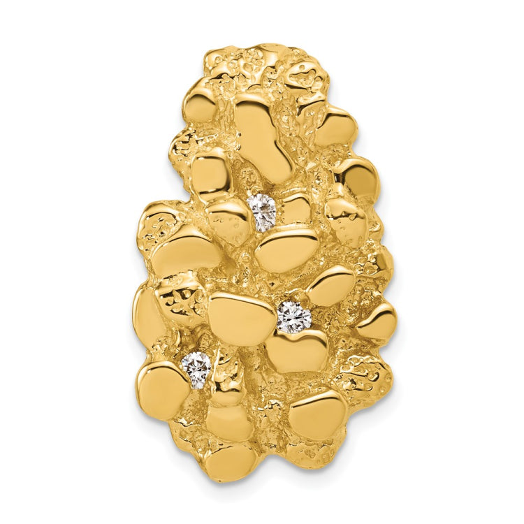 Men's Yellow Gold Nugget Pendant with Lab Grown VS/SI+ G+ Dias