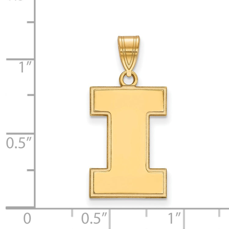 14k Gold LogoArt University of Illinois Letter I Large Pendant