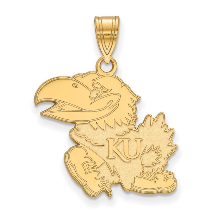 14k Gold LogoArt University of Kansas Jayhawk Large Pendant
