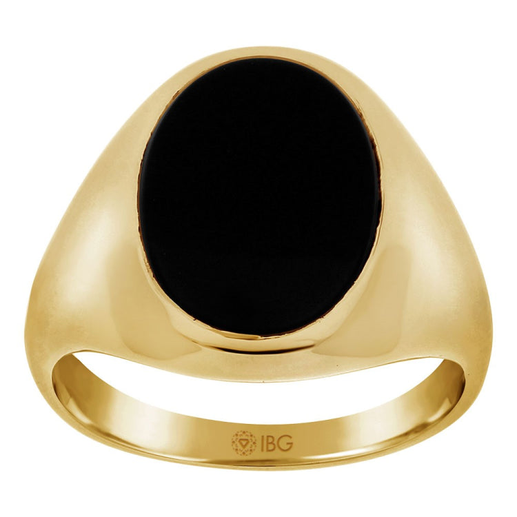 14k Men's Yellow Gold Onyx Ring