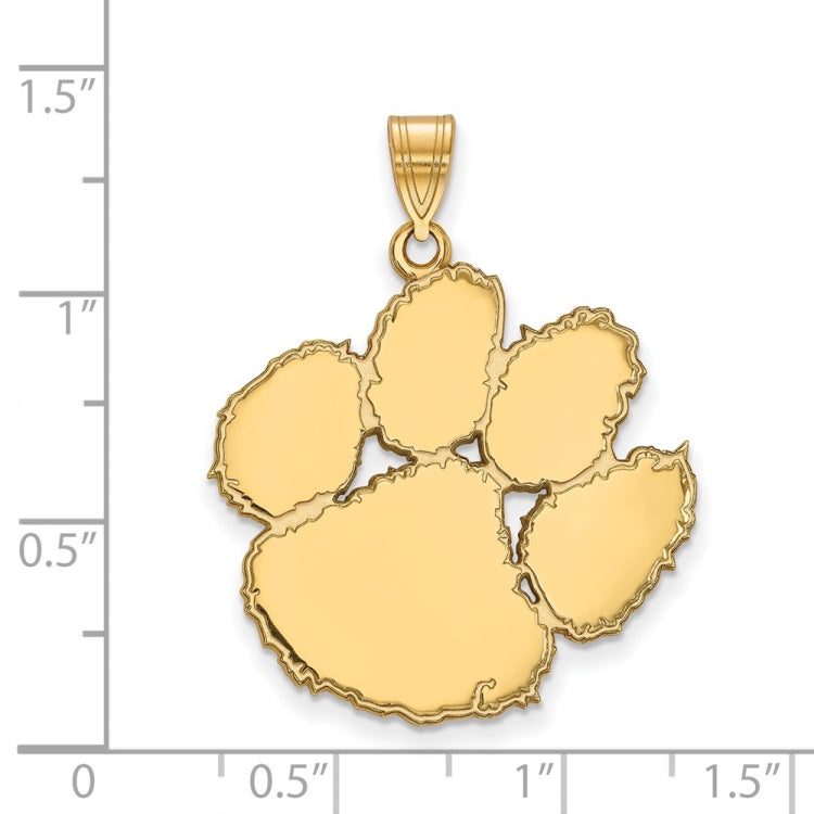 14k Gold LogoArt Clemson University Tiger Paw Extra Large Pendant