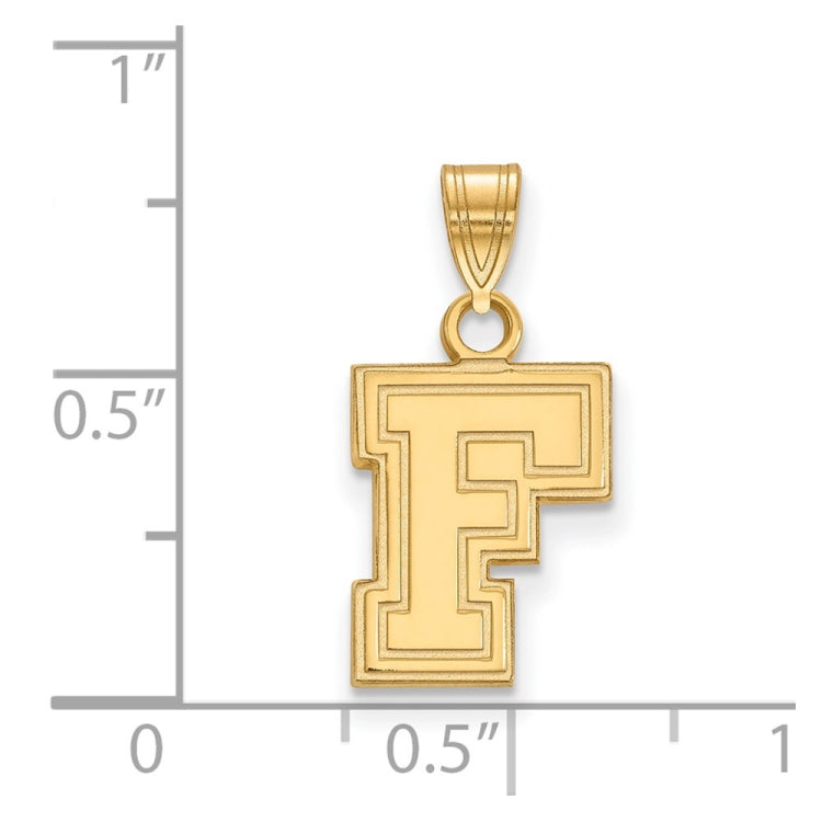 14k Gold LogoArt Fordham University Letter F Small Pendant