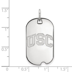 14k White Gold University of Southern California U-S-C Small Dog Tag Pendant