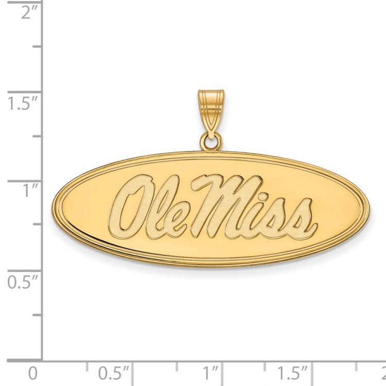 14k Gold LogoArt University of Mississippi Ole Miss Large Oval Pendant