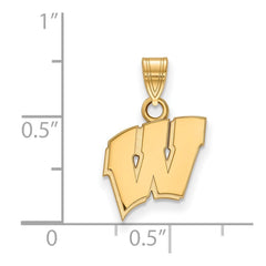 14k Gold LogoArt University of Wisconsin Letter W Small Pendant