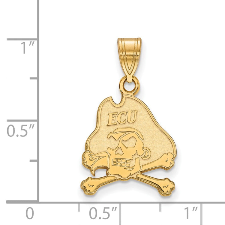 14k Gold LogoArt East Carolina University Pirate Medium Pendant