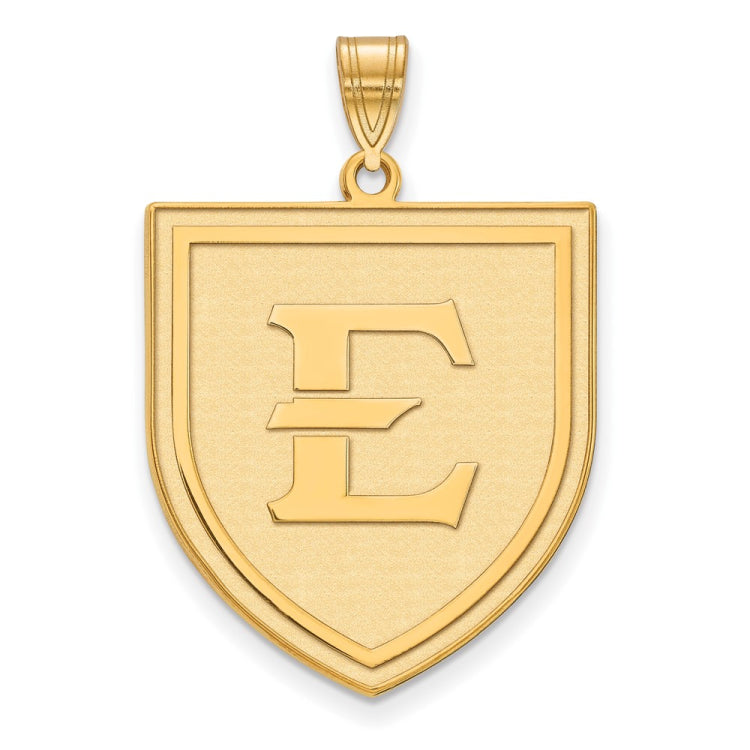 14k Gold LogoArt East Tennessee State University Letter E Shield Extra Large Pendant