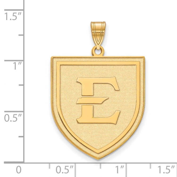 14k Gold LogoArt East Tennessee State University Letter E Shield Extra Large Pendant