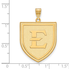 14k Gold LogoArt East Tennessee State University Letter E Shield Extra Large Pendant