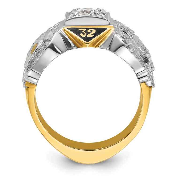 IBGoodman 10k Two-tone Men's Polished and Textured Double Eagle Masonic Shriner's Ring Mounting
