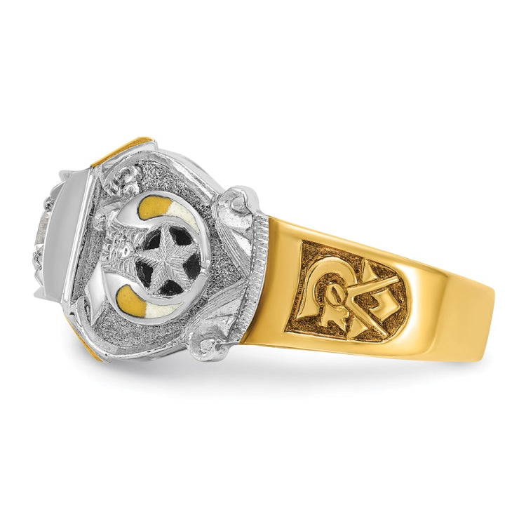 IBGoodman 10k Two-tone Men's Polished and Textured Double Eagle Masonic Shriner's Ring Mounting