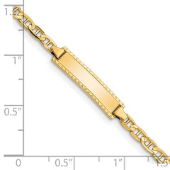 14k Polished Solid Chain/Solid Plate Anchor Link 20x5mm Plate 6 inch Baby/Child ID Bracelet